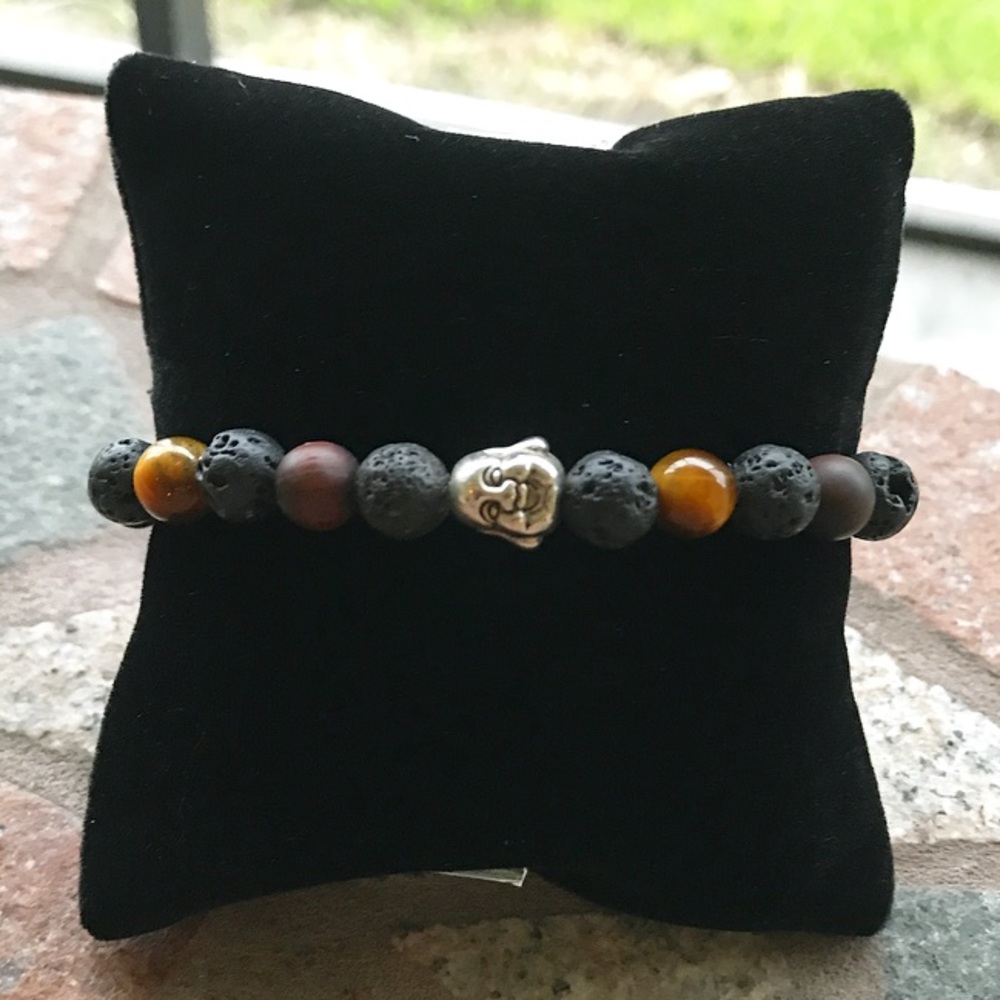 Genuine Lava rock golden & red tiger eye + buddha - Picture 5 of 8